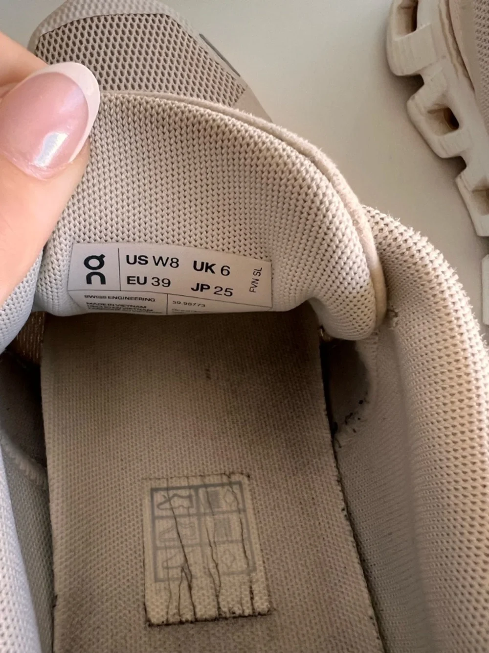 On Cloud Beige Mesh Running Sneakers - Picture 6 of 9